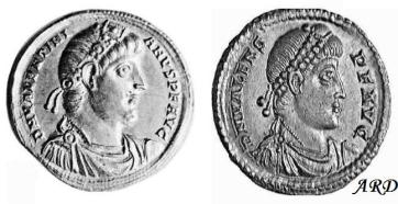 Emperors Valentinian I (left) and Valens (right)